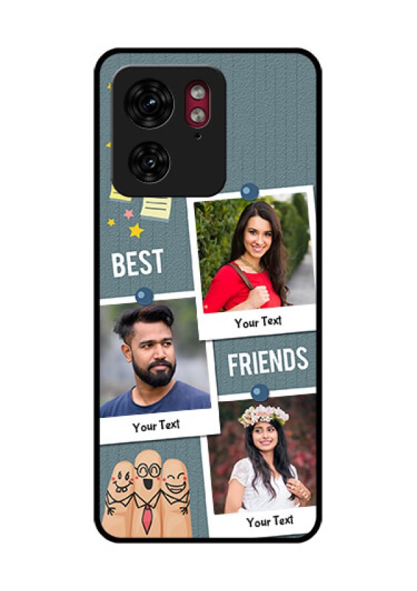 Motorola Edge 40 Custom Glass Phone Case - Sticky Frames And Friendship Design