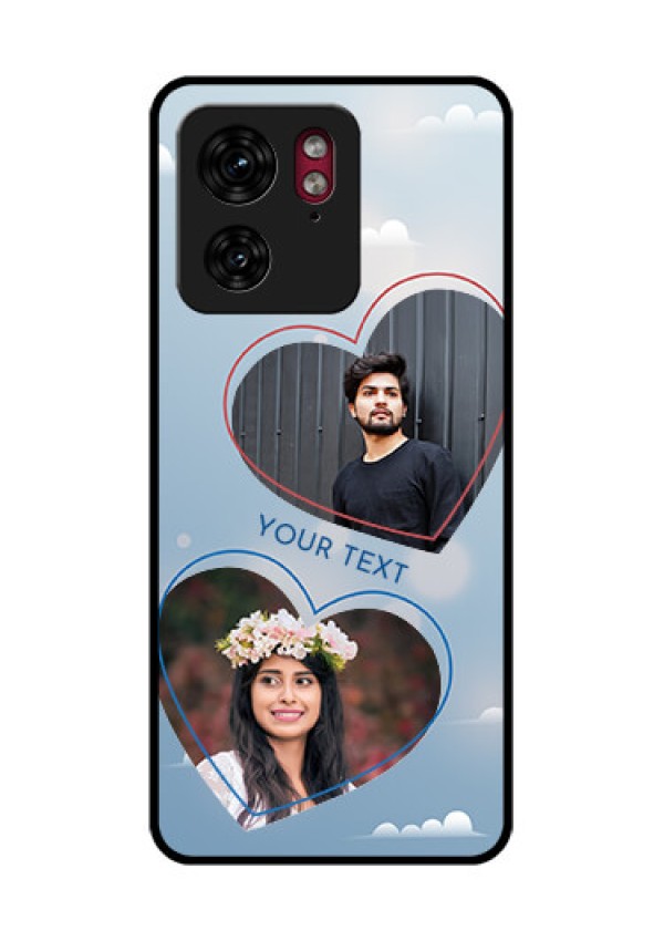 Motorola Edge 40 Custom Glass Phone Case - Blue Color Couple Design
