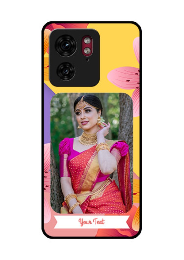 Motorola Edge 40 Custom Glass Phone Case - 3 Image With Vintage Floral Design