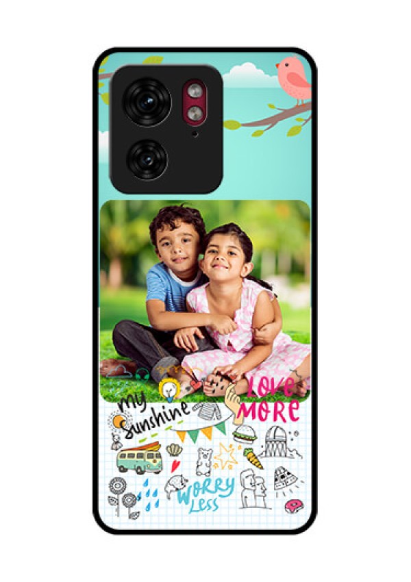 Motorola Edge 40 Custom Glass Phone Case - Doodle Love Design