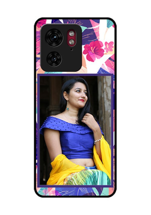Motorola Edge 40 Custom Glass Phone Case - Abstract Floral Design