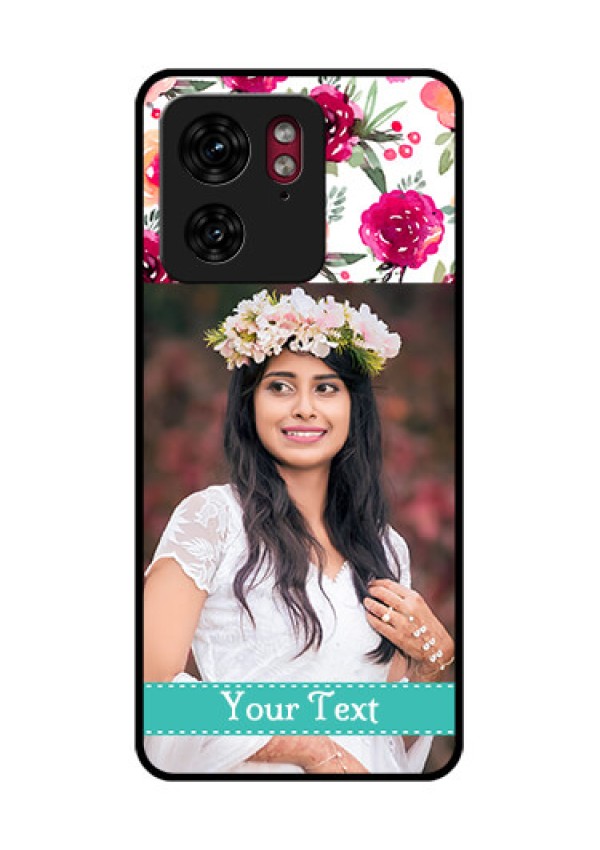 Motorola Edge 40 Custom Glass Phone Case - Water Colors Floral Design