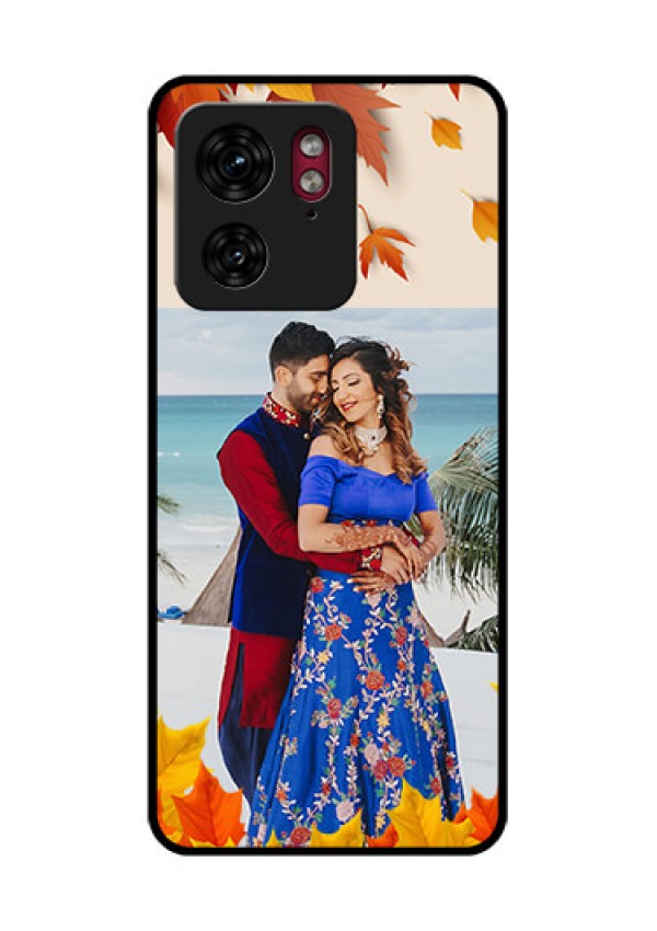 Motorola Edge 40 Custom Glass Phone Case - Autumn Maple Leaves Design