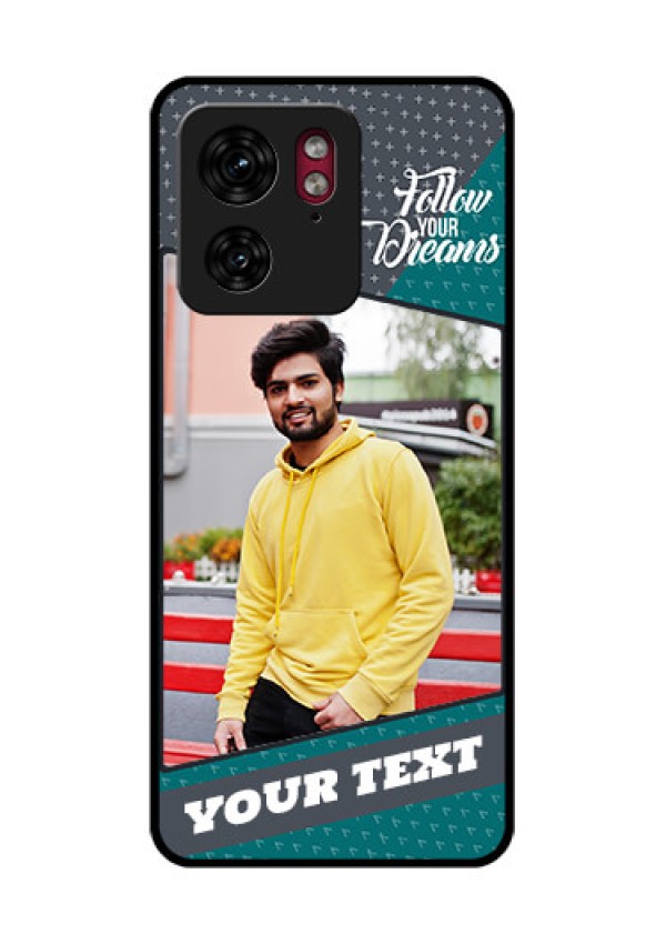 Motorola Edge 40 Custom Glass Phone Case - Background Pattern Design With Quote