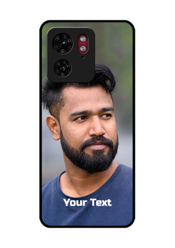 Motorola Edge 40 Custom Glass Phone Case - Photo With Text Design