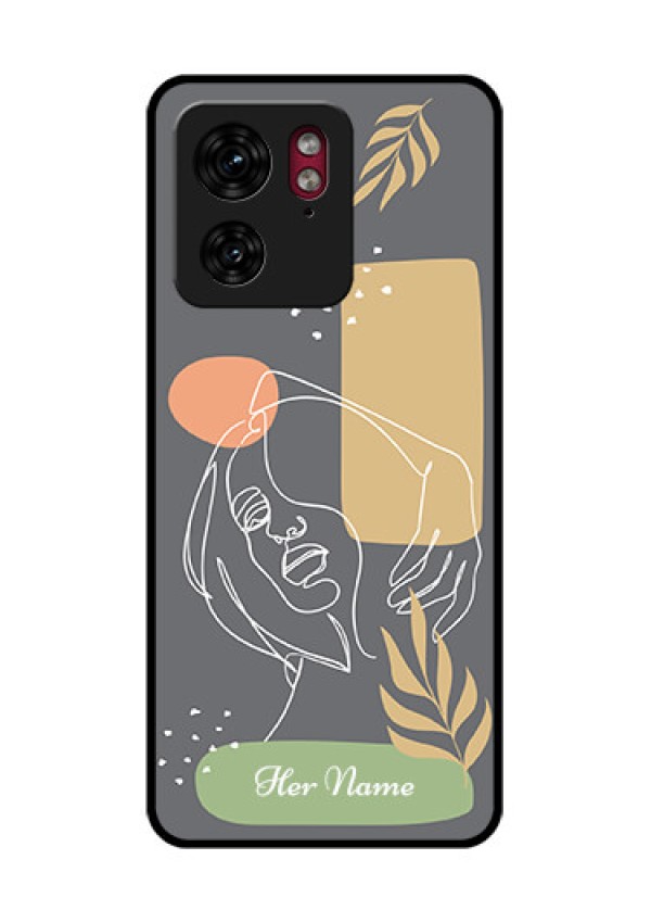 Motorola Edge 40 Custom Glass Phone Case - Gazing Woman Line Art Design