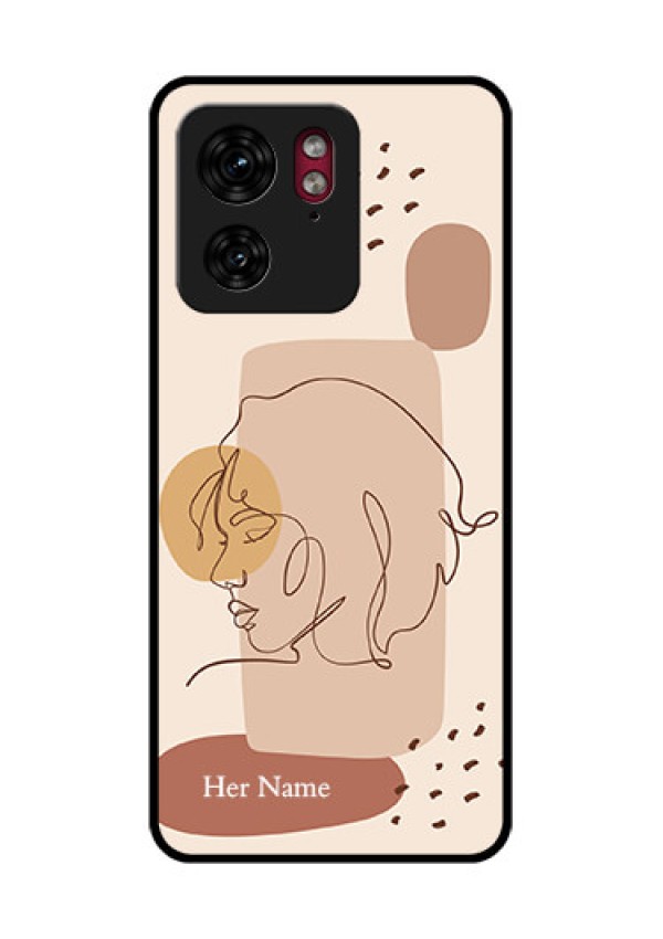 Motorola Edge 40 Custom Glass Phone Case - Calm Woman Line Art Design