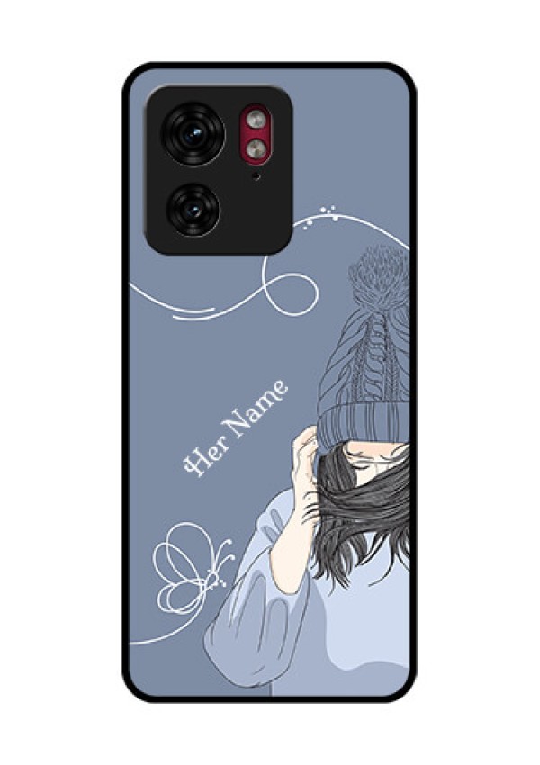 Motorola Edge 40 Custom Glass Phone Case - Girl In Winter Outfit Design