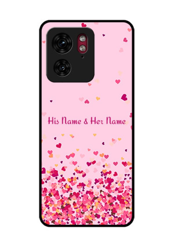 Motorola Edge 40 Custom Glass Phone Case - Floating Hearts Design