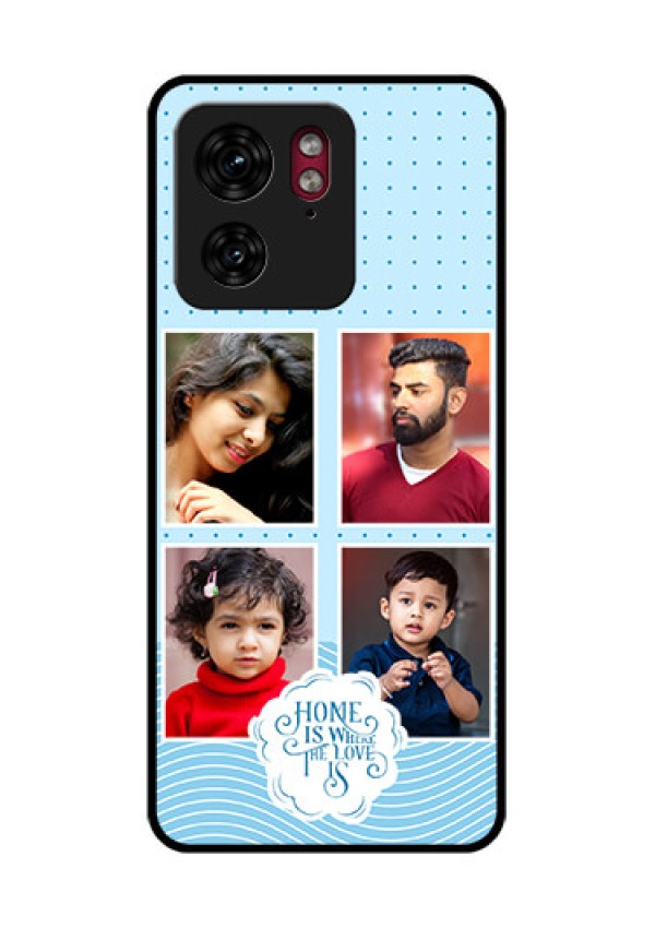 Motorola Edge 40 Custom Glass Phone Case - Cute Love Quote With 4 Pic Upload Design