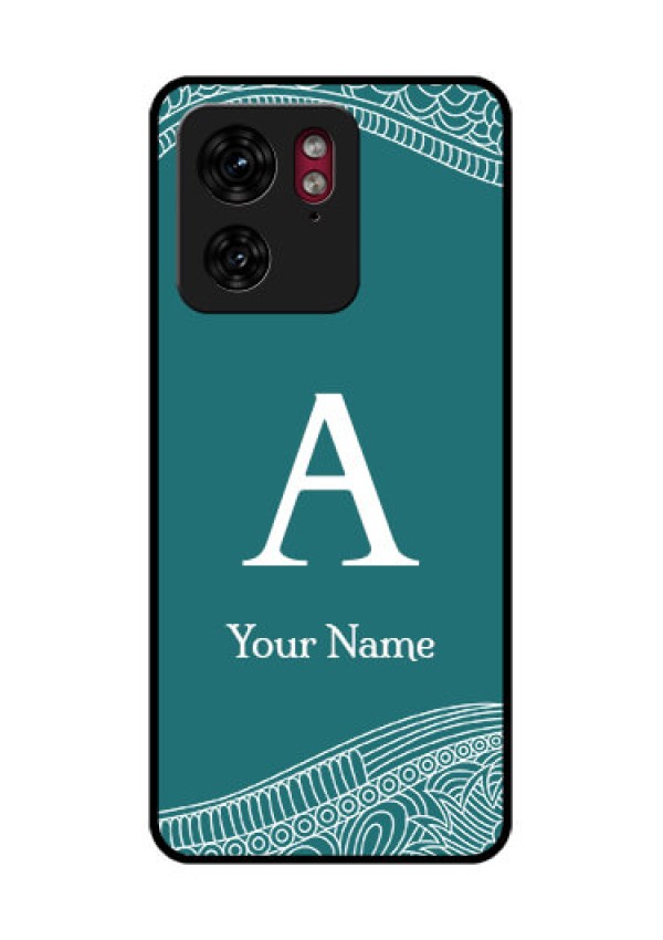 Motorola Edge 40 Custom Glass Phone Case - Line Art Pattern With Custom Name Design