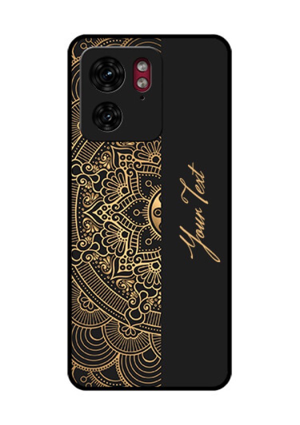 Motorola Edge 40 Custom Glass Phone Case - Mandala Art With Custom Text Design