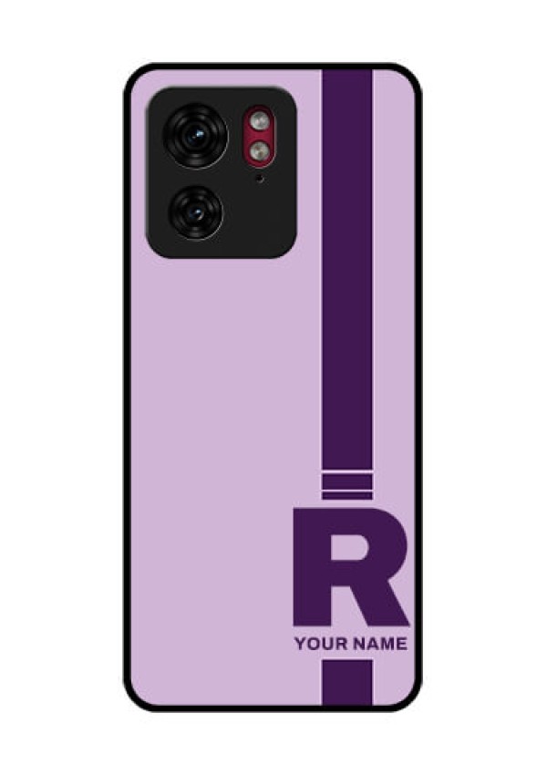 Motorola Edge 40 Custom Glass Phone Case - Simple Dual Tone Stripe With Name Design