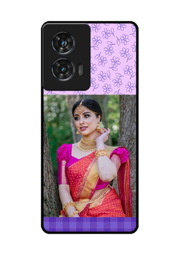 Motorola Edge 50 Fusion Custom Glass Phone CasePurple Floral Design