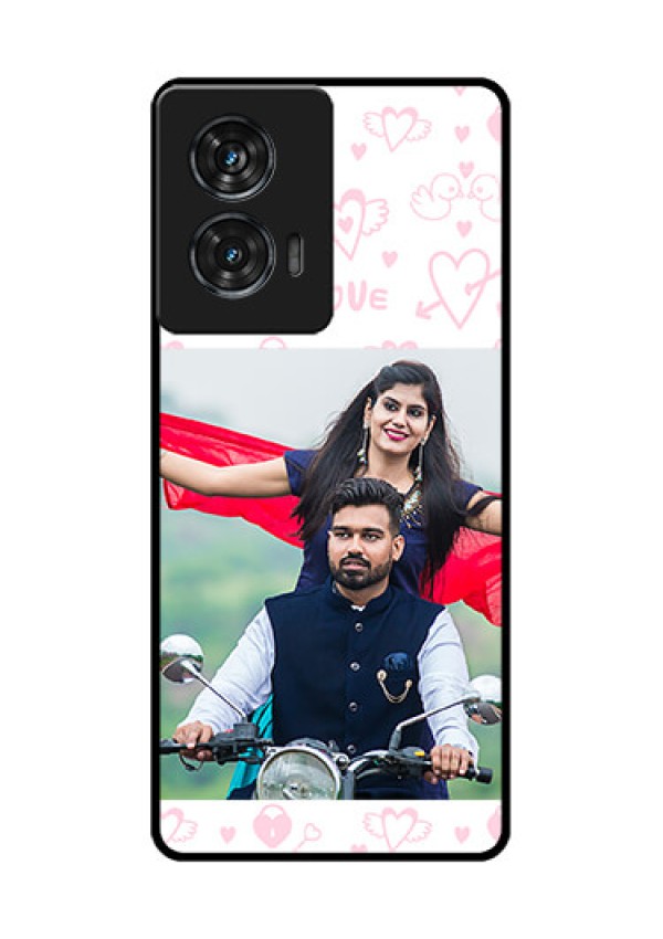 Motorola Edge 50 Fusion Custom Glass Phone CasePink Flying Heart Design