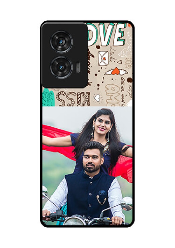 Motorola Edge 50 Fusion Custom Glass Phone CaseLove Doodle Pattern