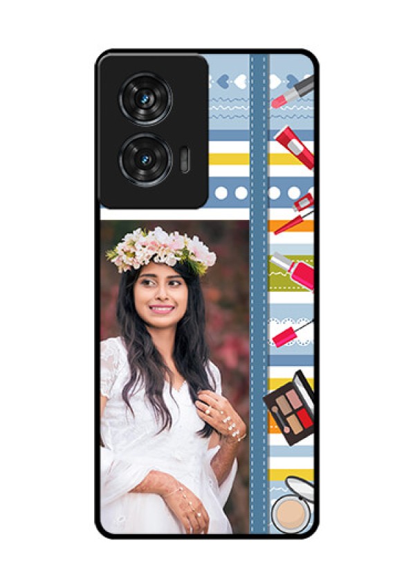Motorola Edge 50 Fusion Custom Glass Phone CaseMakeup Icons Design