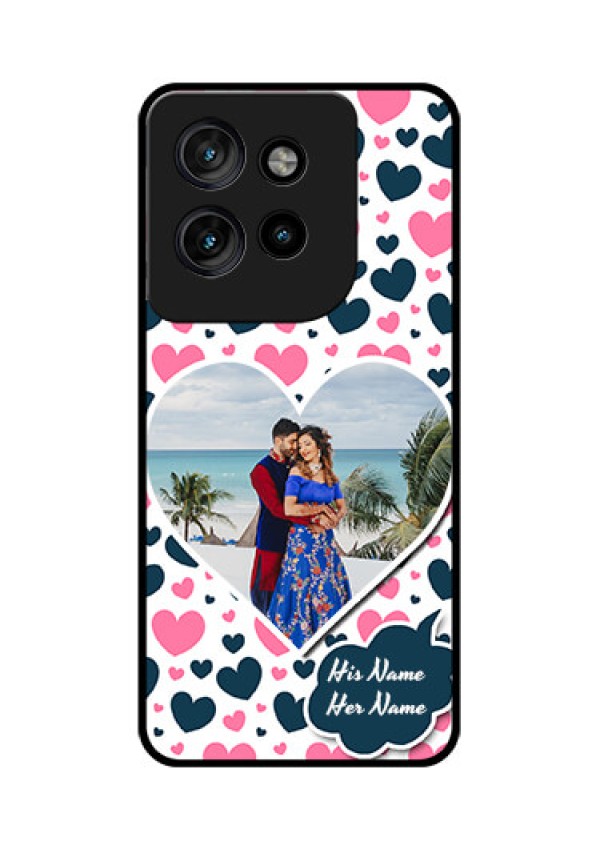 Motorola Edge 50 Neo Custom Glass Phone CasePink and Blue Heart Design