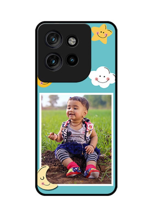 Motorola Edge 50 Neo Custom Glass Phone CaseSmiley Kids Stars Design
