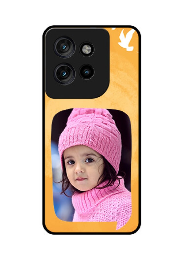 Motorola Edge 50 Neo Custom Glass Phone CaseWater Color Design With Bird Icons