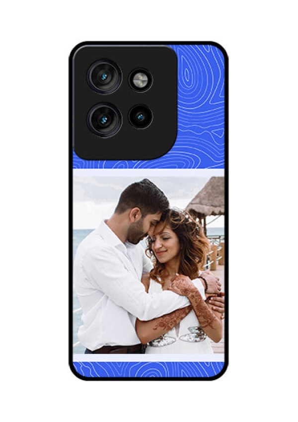 Motorola Edge 50 Neo Custom Glass Phone CaseCurved Line Art With Blue And White Design