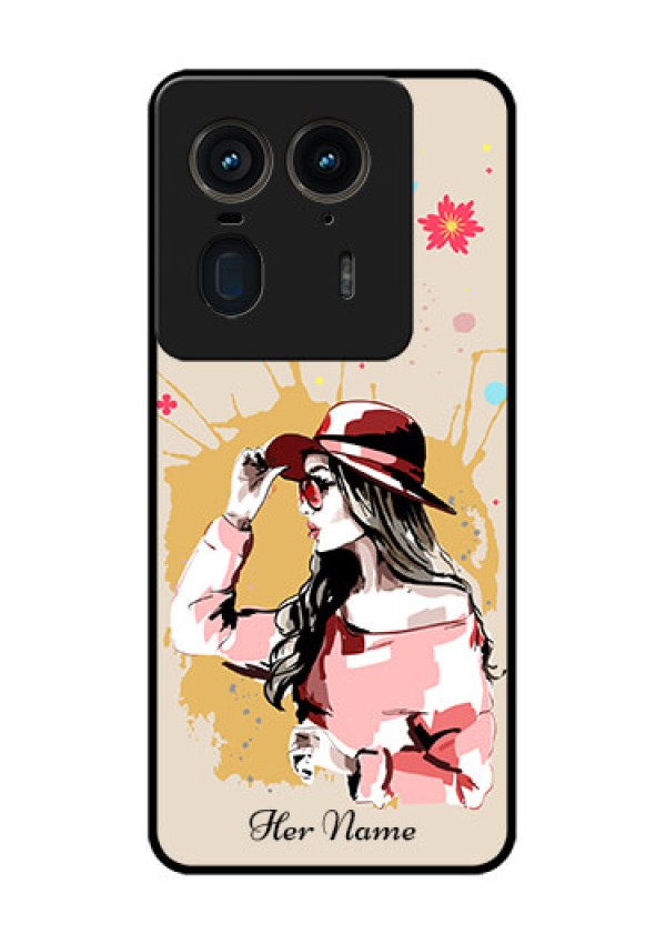 Motorola Edge 50 Ultra 5G Custom Glass Phone CaseWomen With Pink Hat Design