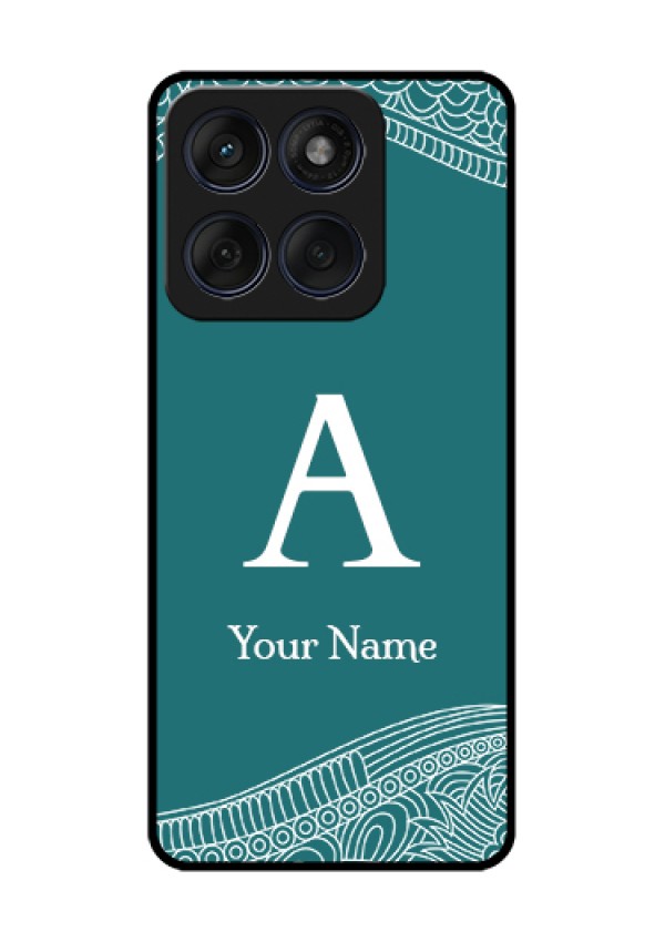 Edge 60 Fusion Custom Glass Phone Case - Line Art Pattern With Custom Name Design