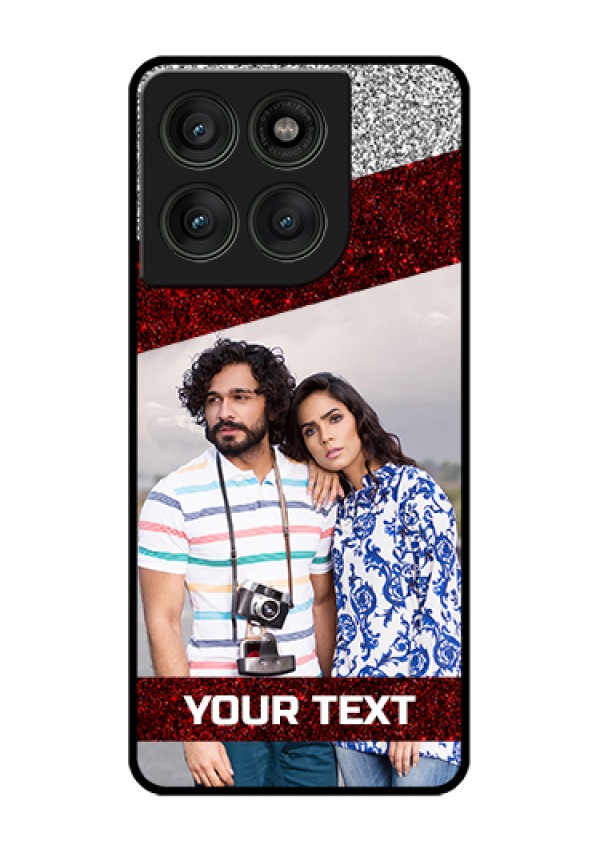 Motorola Edge 60 Pro 5G Custom Glass Phone Case - Image Holder With Glitter Strip Design