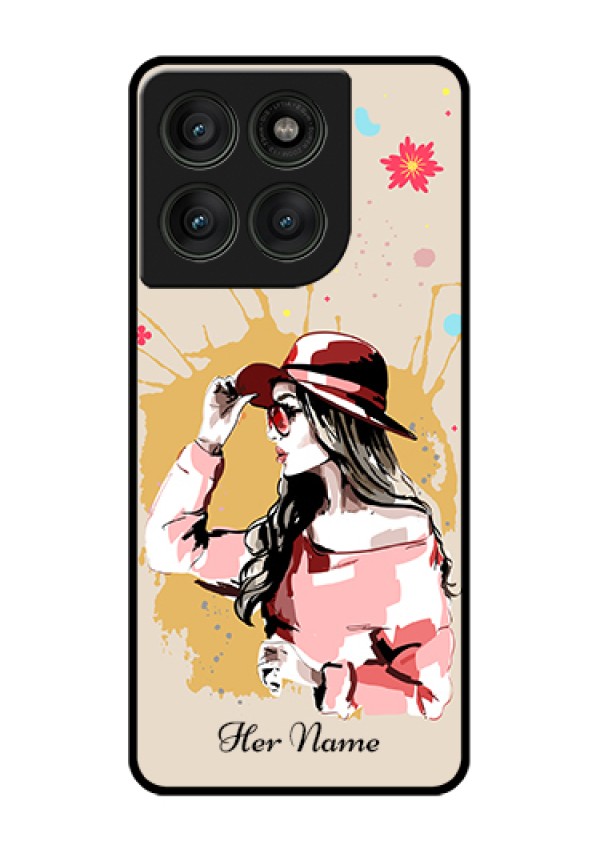 Motorola Edge 60 Pro 5G Custom Glass Phone Case - Women With Pink Hat Design