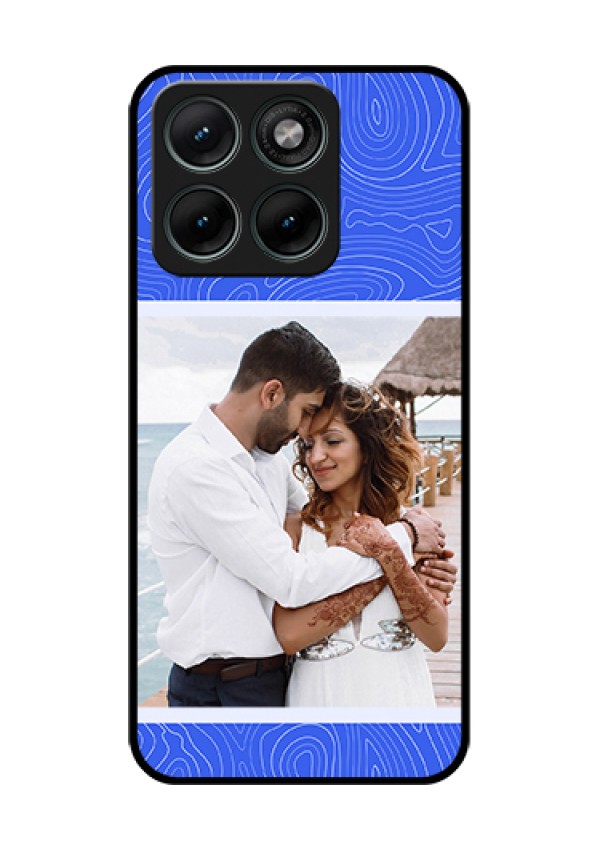 Motorola Edge 70 Fusion Custom Glass Phone Case - Curved Line Art With Blue And White Design