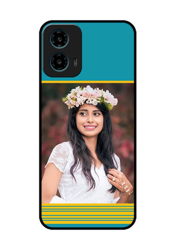 Motorola G34 5G Custom Glass Phone Case - Yellow & Blue Design