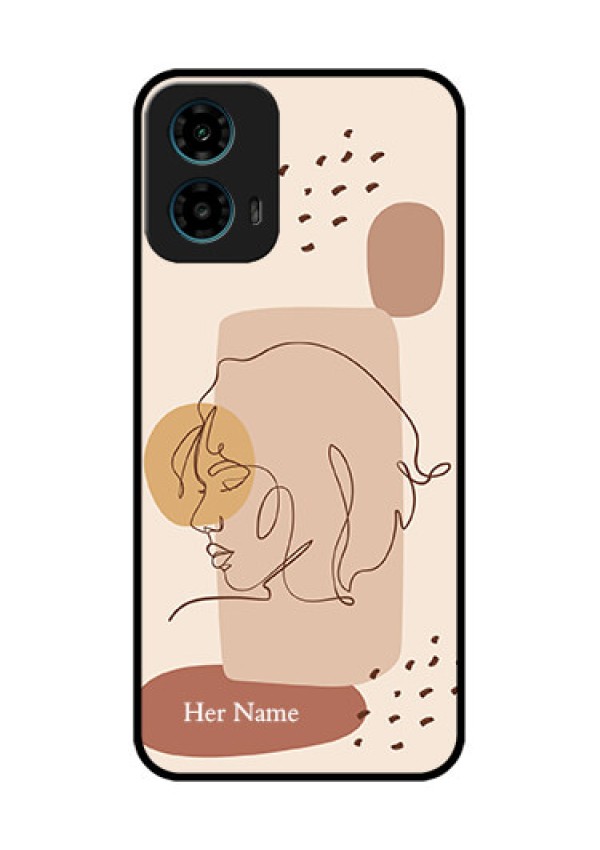 Motorola G34 5G Custom Glass Phone Case - Calm Woman Line Art Design