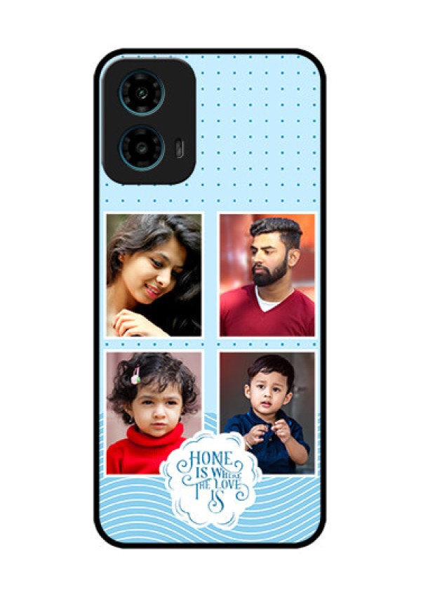 Motorola G34 5G Custom Glass Phone Case - Cute Love Quote With 4 Pic Upload Design