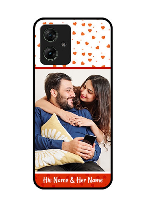 Motorola G54 5G Custom Glass Phone Case - Orange Love Symbol Design