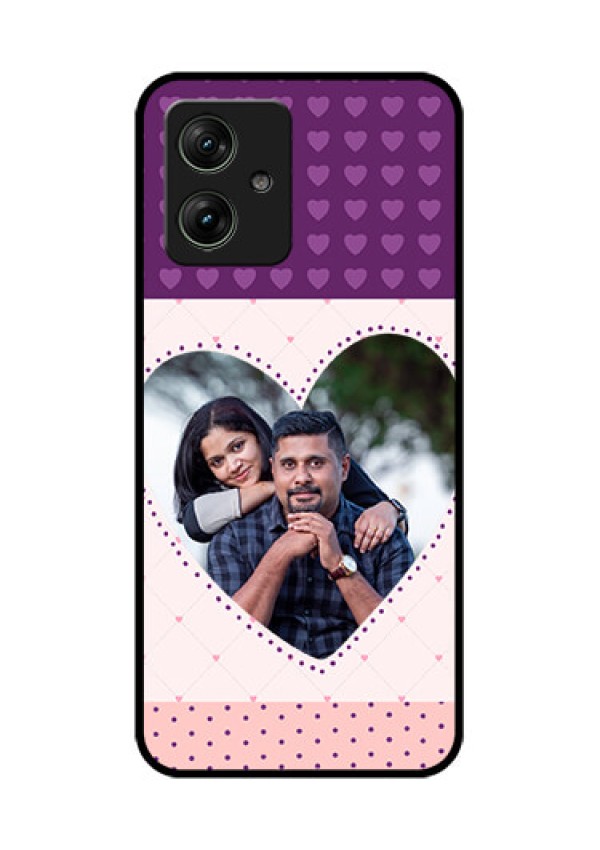 Motorola G54 5G Custom Glass Phone Case - Violet Love Dots Design