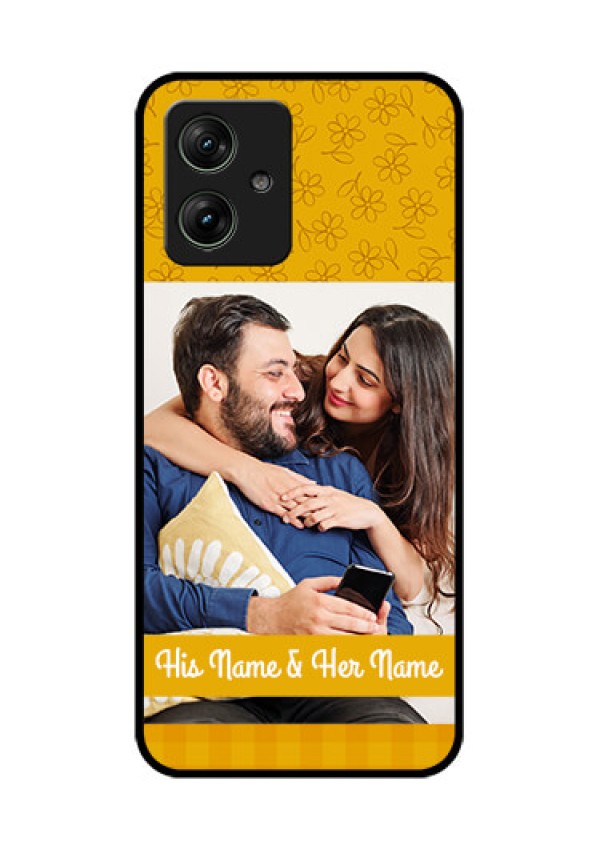 Motorola G54 5G Custom Glass Phone Case - Yellow Floral Design