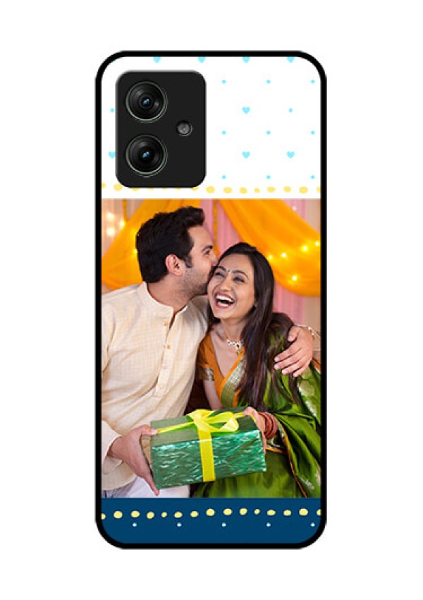 Motorola G54 5G Custom Glass Phone Case - White And Blue Abstract Design