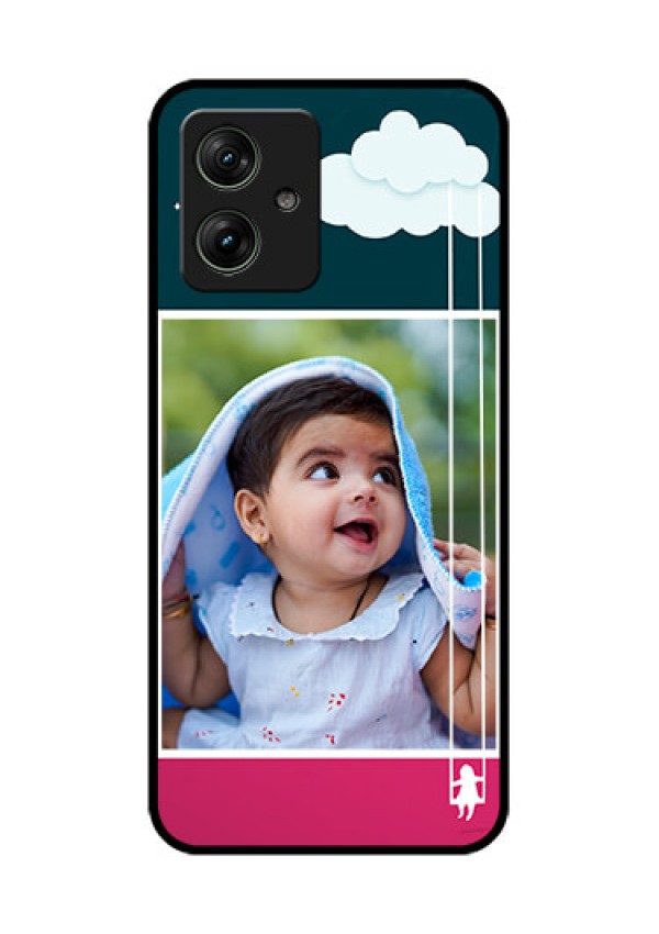 Motorola G54 5G Custom Glass Phone Case - Cute Girl With Cloud Design