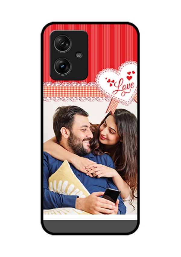 Motorola G54 5G Custom Glass Phone Case - Red Love Pattern Design