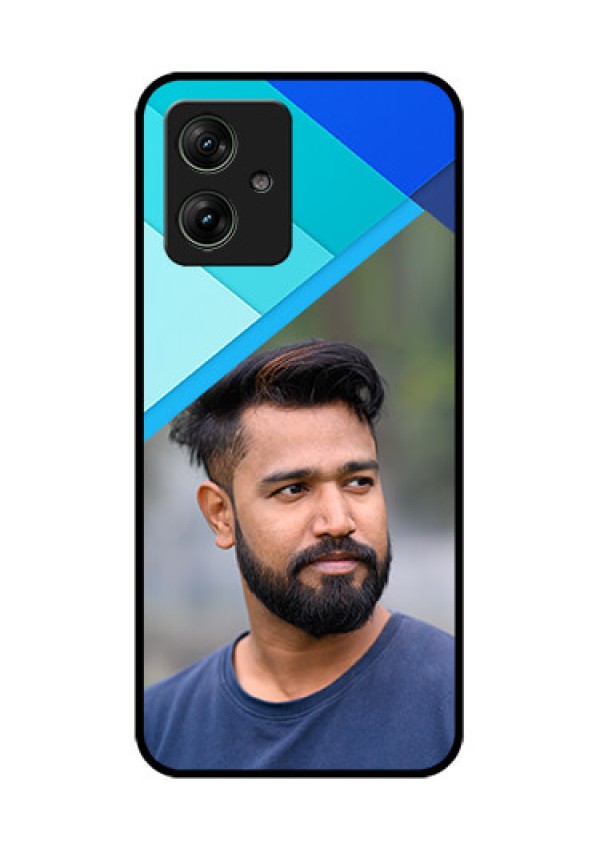 Motorola G54 5G Custom Glass Phone Case - Blue Pattern Design