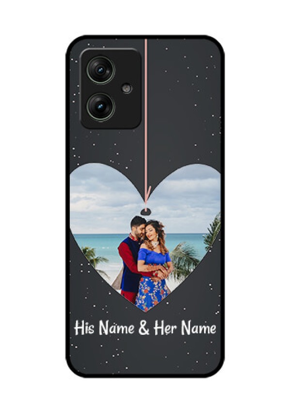 Motorola G54 5G Custom Glass Phone Case - Hanging Heart Design