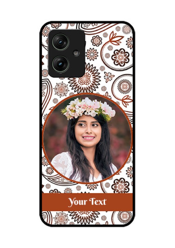 Motorola G54 5G Custom Glass Phone Case - Abstract Flower Design