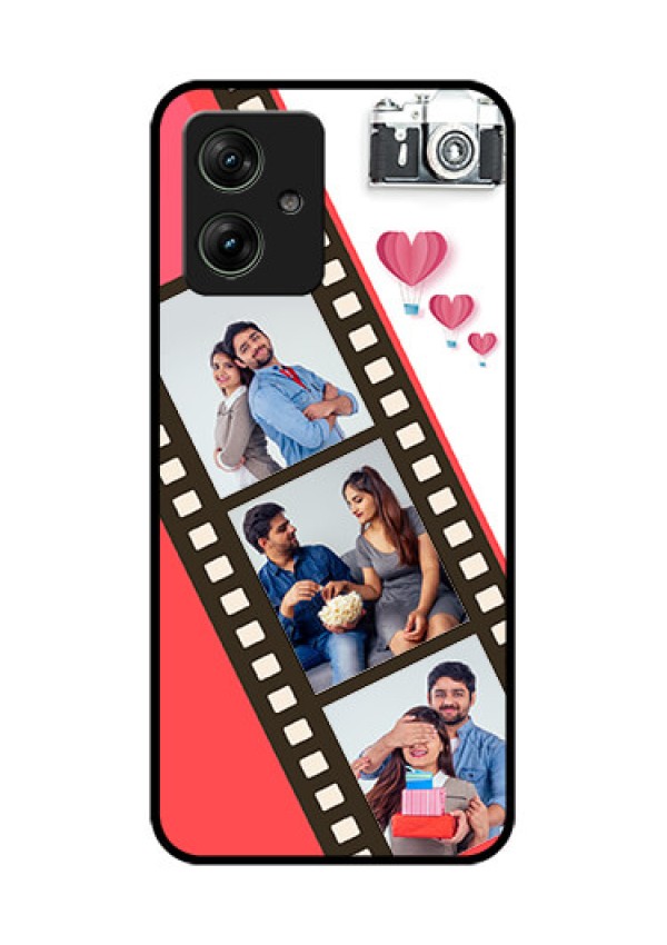 Motorola G54 5G Custom Glass Phone Case - 3 Image Holder With Film Reel