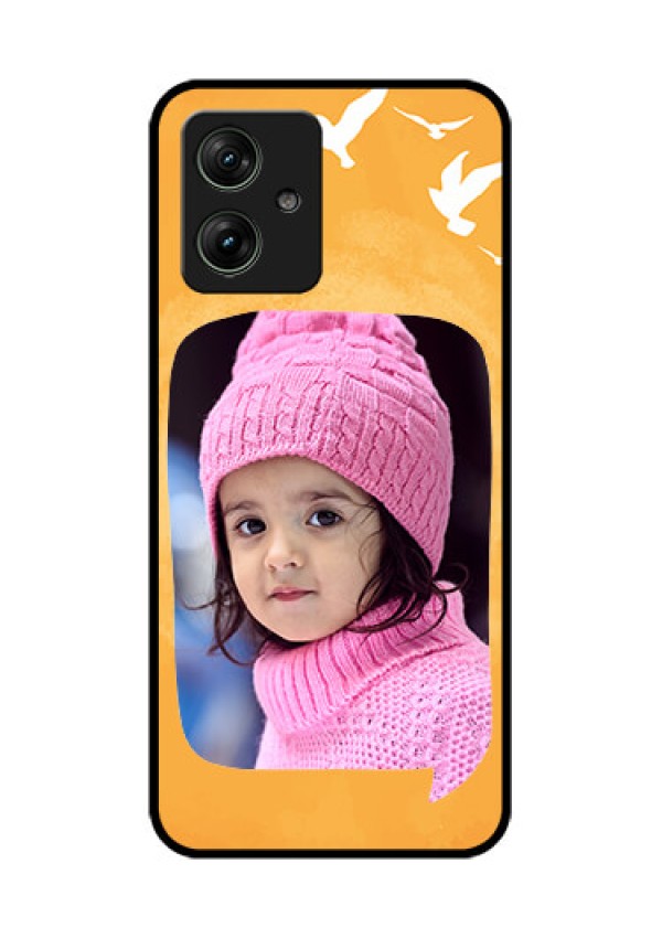 Motorola G54 5G Custom Glass Phone Case - Water Color Design With Bird Icons