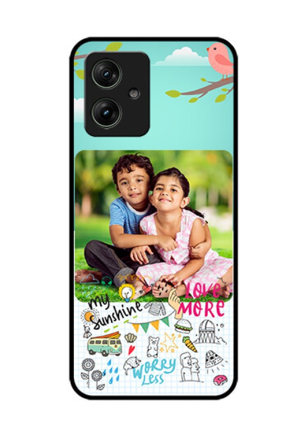 Motorola G54 5G Custom Glass Phone Case - Doodle Love Design