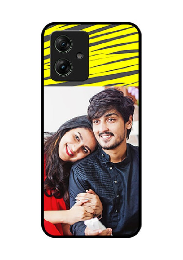 Motorola G54 5G Custom Glass Phone Case - Yellow Abstract Design
