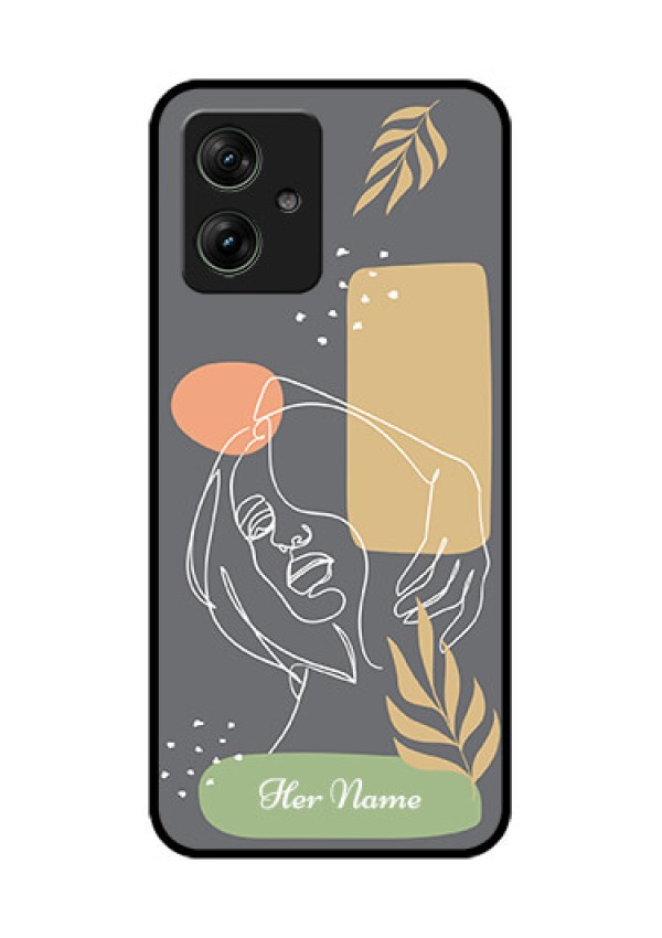 Motorola G54 5G Custom Glass Phone Case - Gazing Woman Line Art Design