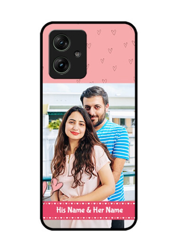 Motorola G64 5G Custom Glass Phone Case - Love Design Peach Color