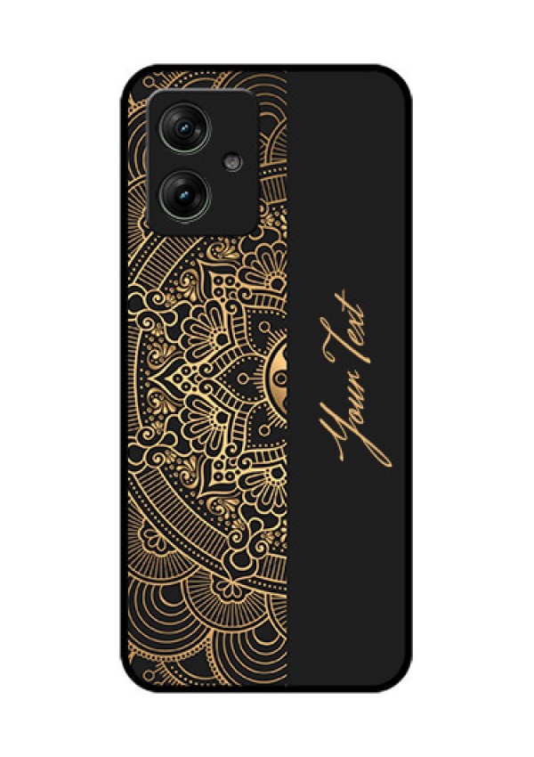 Motorola G64 5G Custom Glass Phone Case - Mandala Art With Custom Text Design