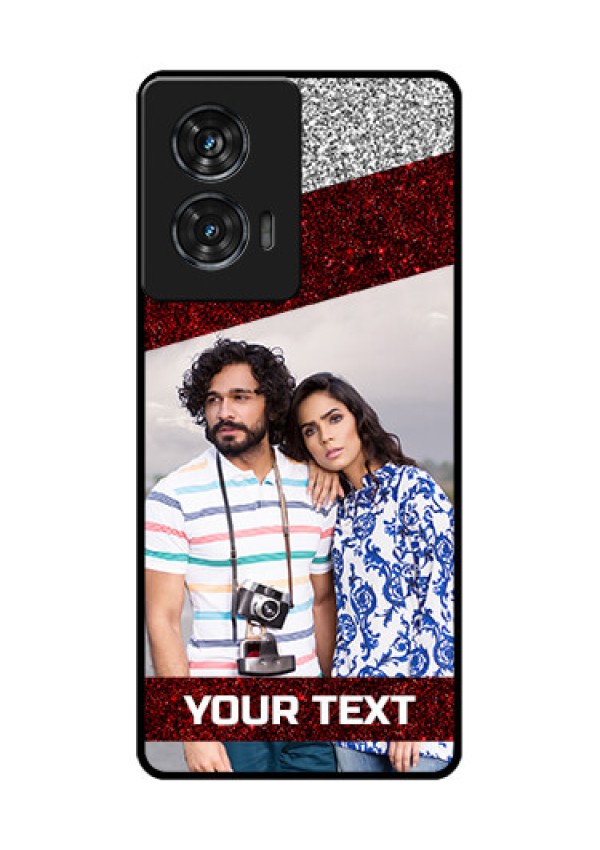 Motorola G96 5G Custom Glass Phone Case - Image Holder With Glitter Strip Design